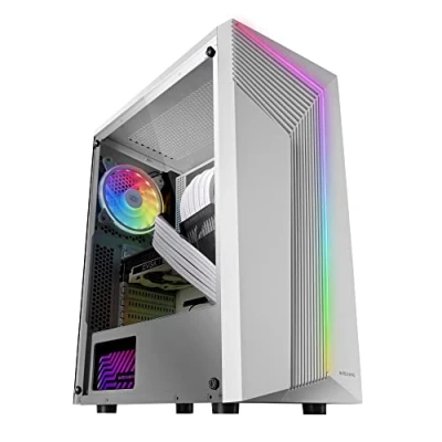 Afbeelding van Mars Gaming MC X7 Wit, PC ATX Geval, ARGB Front, 12cm RGB Fan, Volledig Zijraam