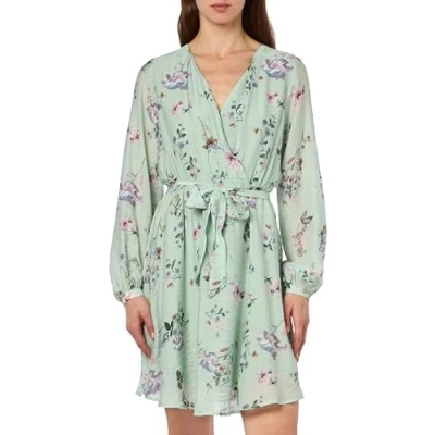 Afbeelding van ONLLUCCA L/S WRAP Dress PTM, Subtle Green/Aop: occ. Romantic Garden, XS