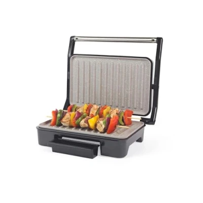 Afbeelding van Salter Marblestone Health Grill Antiaanbak Panini Maker, Geen Olie Nodig, Zwevende Scharnier Voor Grotere Voedingen, Automatische Temperatuurregeling, Ingebouwde Verwijderbare Lekbak, 750W