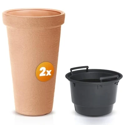 Afbeelding van Casaria Bloempot Set van 2 XXL Rond 42l Vorstbestendig Terracotta