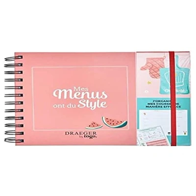 Afbeelding van Draeger Menusplanner, Ik organiseer mijn aankopen en menu&#039;s, notitieblok + envelop uitneembare kaarten, stevige omslag, elastische sluiting