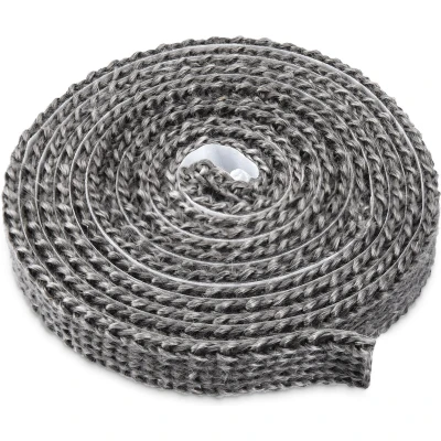 Afbeelding van Navaris zelfklevend plat glasvezel kachelkoord 15 mm breed, 2 m lang 3 dik Hittebestendig tot 550 graden Voor hout, gas en palletkachels