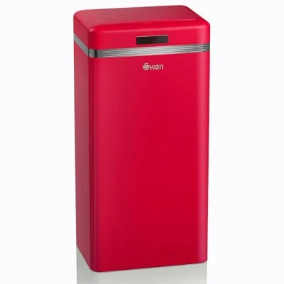 Afbeelding van Swan Retro vuilnisemmer met automatisch openen, metaal, inhoud 45 liter, vintage design, rood