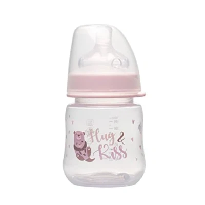 Afbeelding van nip Fles met brede hals anti koliek zuignap: Baby drinkfles ACTIFLEX systeem, Made in Germany, BPA vrij, siliconen, eenheidsmaat, zuiggat M gemiddelde drinkstroom, 150 ml, meisje