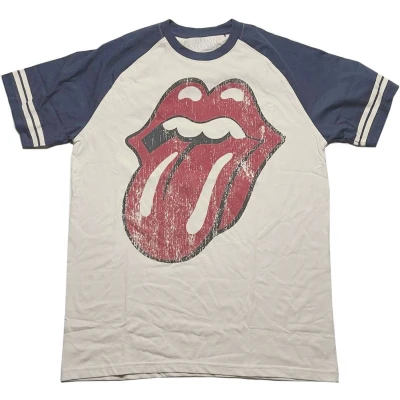 Afbeelding van The Rolling Stones Lick Raglan T shirt S Creme/Blauw