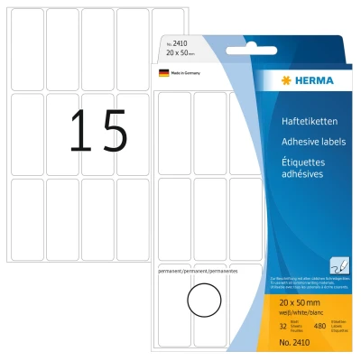 Afbeelding van Etiket HERMA 2410 20x50mm wit 480stuks