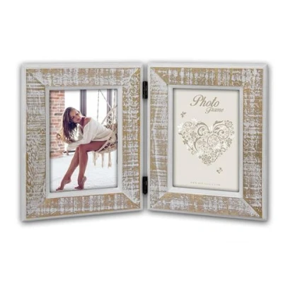 Afbeelding van ZEP Duo / 2 luik houten fotolijst wit bruin Levico 2Q voor foto&quot;;s 10x15 WW3546