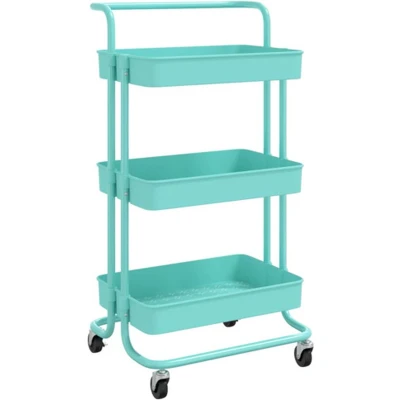 Afbeelding van vidaXL Keukentrolley 3 laags 42x35x85 cm ijzer en ABS turquoise