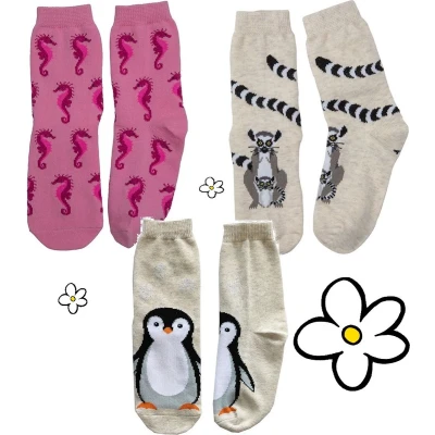 Afbeelding van Nature Planet Set van 3 vrolijke kindersokken (100% Oeko tex gecertificeerd) maat 23 28
