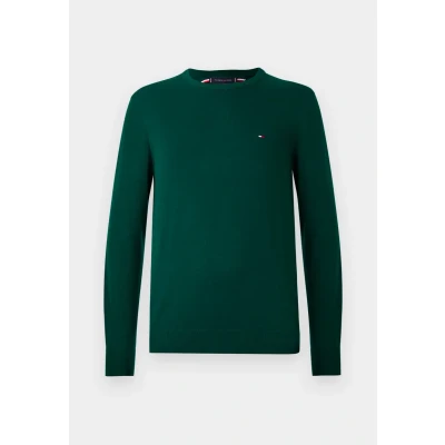 Afbeelding van Tommy Hilfiger Heren Essential SSNL katoen ronde hals MW0MW39999 pullover trui, groen, L, Groen (Sier Groene Heide), L