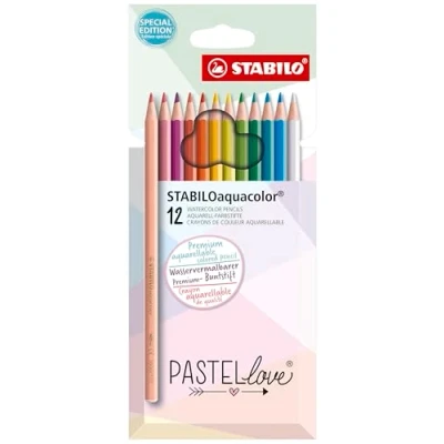 Afbeelding van Stabiloaquacolor Kleurpotlood, Pastel, Etui Van 12 Stuks, Assorti Kleurpotlood