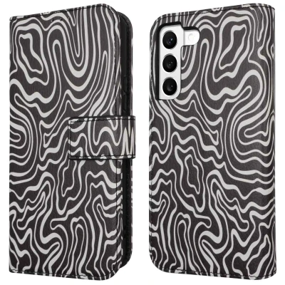 Afbeelding van Samsung Galaxy S22 Hoesje Kunstleder iMoshion Bookcase Black And White Telefoonhoesje