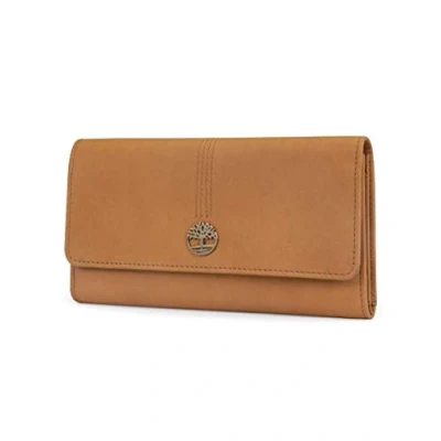 Afbeelding van Timberland Vrouwen lederen RFID Flap Wallet Clutch Organizer Wallet, Tarwe (Nubuck), One Size