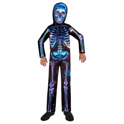Afbeelding van amscan) 1 naar OFFICE needs Check (PKT) (Fix 4/2) (9908578) Kind Jongens Neon Skelet Boy Gerecycled kostuum (4 6 jr)