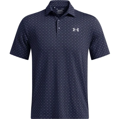 Afbeelding van Under Armour Heren Playoff Golfpolo 3.0 Printed Midnight Navy White Steel