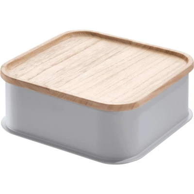Afbeelding van Opbergbox iDesign Medium Met Deksel Grijs (21 x 21 cm)