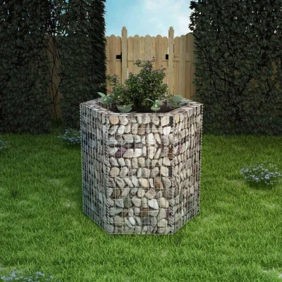 Afbeelding van vidaXL Gabion plantenbak verhoogd zeshoekig 100x90x100 cm