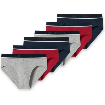 Afbeelding van Schiesser 6 PACK Slip, Heren, Maat: Medium, Grau rot blau