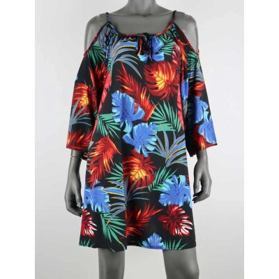 Afbeelding van Jurk Tuniek Palmblad Zwart One Size