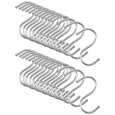 Afbeelding van QWORK 30 stuks S haken RVS, 6.5 cm, metalen voor het ophangen van potten en pannen, planten, gereedschap, kleding, handdoeken