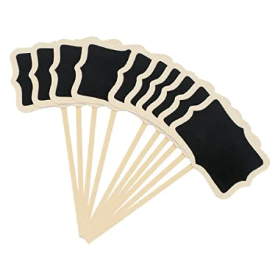 Afbeelding van KINGLAKE 20 stuks houten plantenlabels, tuinplant markers mini zwart bord plantenlabels voor kruiden zaailing groenten bloemen potplanten
