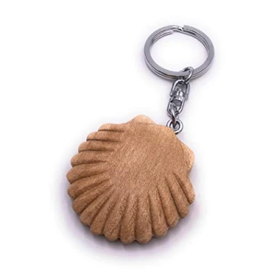 Afbeelding van H Customs Lichte schelp Maritiem Hout Edele Handgemaakte Sleutelhanger Hanger
