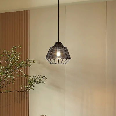 Afbeelding van Lucande hanglamp 1licht Aluminium, ijzer H: 23 cm E27 zwart