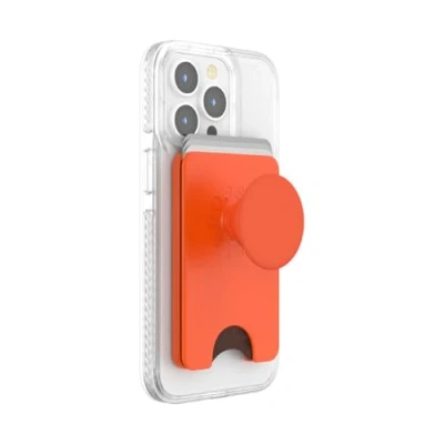 Afbeelding van PopSockets: PopWallet+ voor MagSafe Adapterring Inbegrepen Kaarthouder met een geïntegreerde verwisselbare PopTop smartphones en hoesjes Persimmon