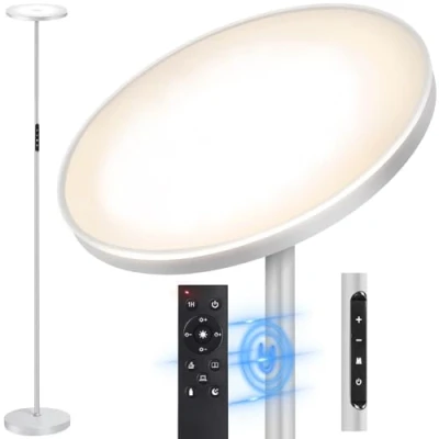Afbeelding van OUTON staande lamp, led, dimbaar, 30 W, 3000 lumen, moderne plafondschijnwerper, traploos met 4 kleurtemperaturen, afstandsbediening en touch bediening, 1 uur timer, voor woonkamer,