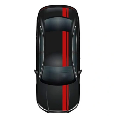 Afbeelding van Finest Folia Racestrepen, racing strepen 5 m x 15 cm en 10 rallystrepen, viper voor voertuigen, auto accessoires, tuning strips motorkap, dak, achterzijde (karmijnrood)
