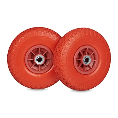 Afbeelding van Relaxdays Steekwagenwiel 2 stuks reservewiel PU 260x85 cm steekwagenband 3.00 4&quot; rood