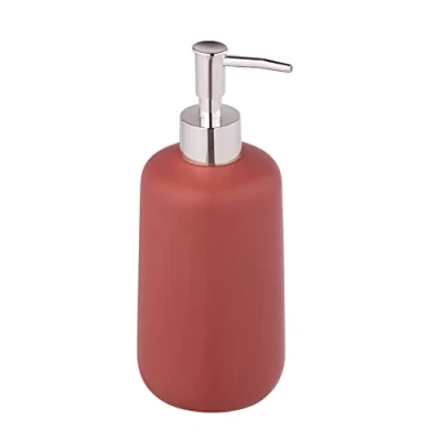 Afbeelding van Allstar Seifenspender Olinda, nachfüllbarer in konischer Form, Handseifenspender mattiertem Finish, hergestellt aus Keramik, Pumpaufsatz Silber, Füllmenge 500 ml, 8 x 20 7,7 cm, Rot