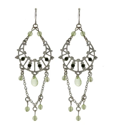 Afbeelding van Behave Oorhangers dames zilver kleur met groene details