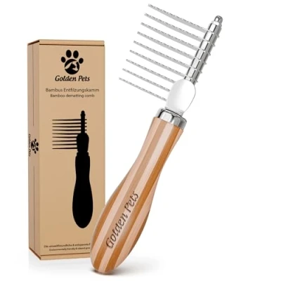 Afbeelding van Golden Pets Ontviltkam, honden en kattenborstel, geschikt voor medium tot lang haar, kleine grote dieren, afgeronde tanden, inclusief gratis onderhoudshandleiding (mogelijk niet beschikbaar in het