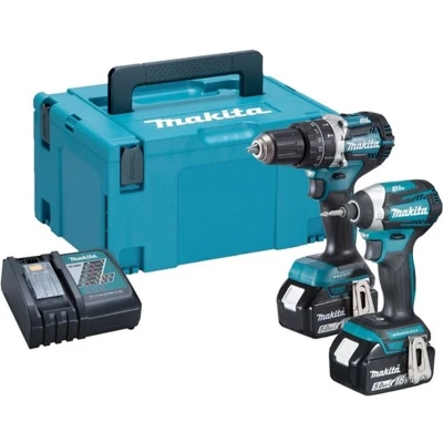 Afbeelding van Makita DLX2181TJ 18V Li Ion Accu Klop /schroefmachine (DHP484)&amp;Slagschroevendraaier (DTD154) Combiset (2x 5,0Ah Accu) In Mbox Koolborstelloos