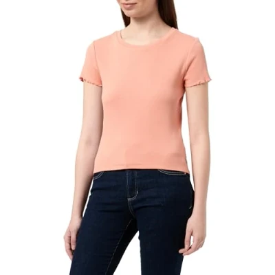 Afbeelding van Q/S by s.Oliver ribgebreid T shirt zalm