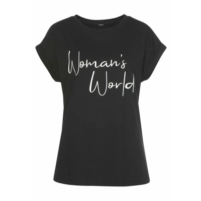 Afbeelding van Lascana Tshirt print, Dames, Maat: 36/38, Schwarz