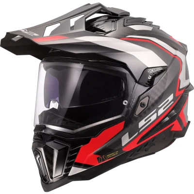 Afbeelding van LS2 MX701 Explorer carbon Frontier II Motorcross Helm, rood, afmeting L voor man