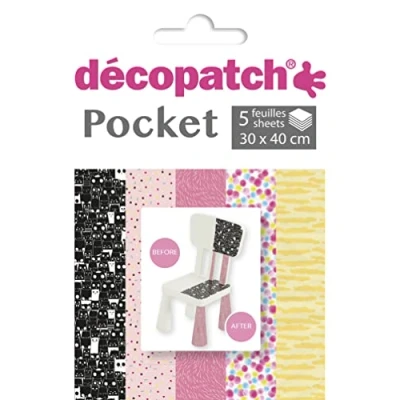 Afbeelding van Décopatch DP029C 5 vellen decopatch papier, bedrukt 30 x 40 cm, astrortis motief, roze.