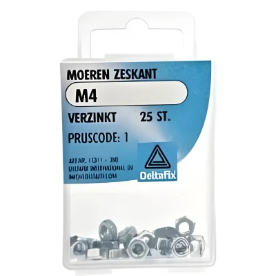 Afbeelding van Deltafix Moeren zeskant M4 25 stuks