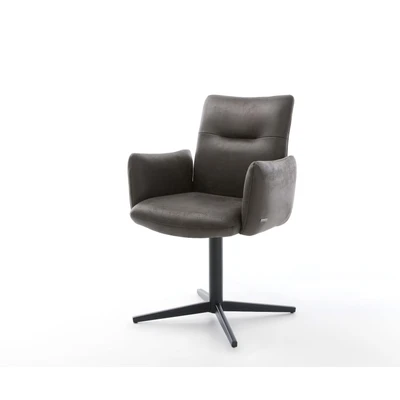 Afbeelding van DELIFE Draaistoel Jova Flex met armleuning microvelours antraciet vintage kruispoot zwart 360 draaibaar pocketveer kern