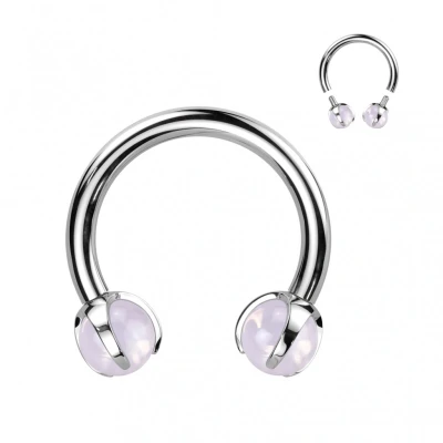 Afbeelding van Piercing titanium horseshoe rose quarts