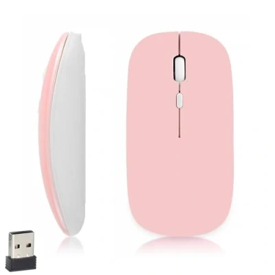 Afbeelding van iSTYLE Draadloze Bluetooth muis, 1600 DPI optische tracking, 3 knoppen, 5.2, stille mini muizen compatibel voor Mac, PC, Macbook, iPad, Android, iOS, Windows (AA batterij vereist) (Pink)