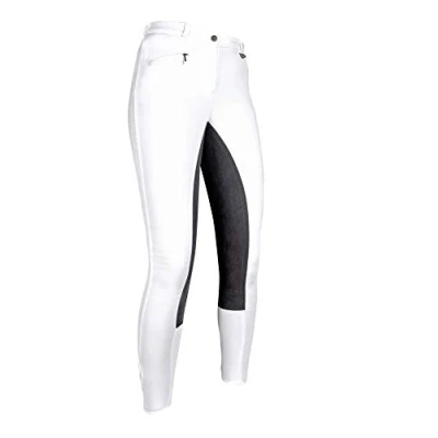 Afbeelding van HKM Rijbroek Basic Belmtex Grip 3/4 Zitvlak Wit/Zwart 40
