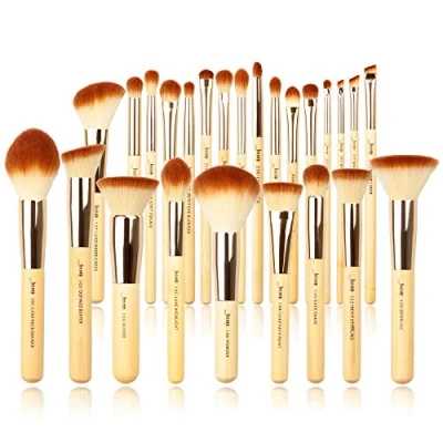 Afbeelding van Jessup merk, leren bekleding beauty bamboe professionele make up kwastenset kwast tool set foundation poeder rouge eye Shader Cosmetics tools T135