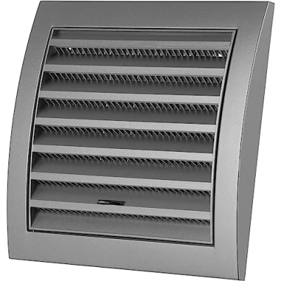 Afbeelding van 150 x mm, zilver, ventilatierooster met insectenbescherming en schuifregelaar, kunststof afsluitrooster zonder flens