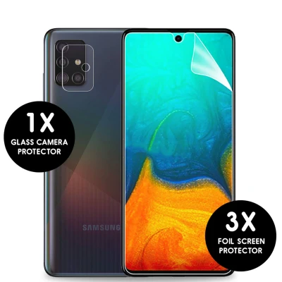 Afbeelding van 4 Pack Screenprotectors Samsung Galaxy A71: iMoshion Folie 3 + Camera Protector Glas (plastic)