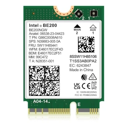 Afbeelding van WiFi 7 draadloze kaart Intel BE200NGW, Bluetooth 5.4, 5800Mbps M.2/ngff netwerkondersteuning Windows 10/11 (64bit), Linux.(AMD niet ondersteund). Ideaal voor WIFI7/WIFI6E/WIFI6/WIFI5 Router