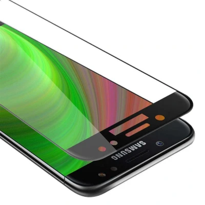 Afbeelding van Cadorabo Screenprotector geschikt voor Samsung Galaxy J7 2018 Volledig scherm pantserfolie Beschermfolie in TRANSPARANT met ZWART Gehard (Tempered) display beschermglas 9H hardheid 3D Touch