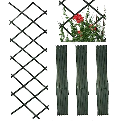Afbeelding van DIVCHI Houten latwerk uitbreidbaar tuinmuur voor klimplanten decoratie en planten scheidingswand (Pack van 3) (180 cm x 60 cm) (groen)